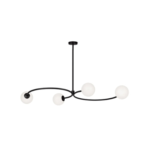 48" White Glass Globe Chandelier with Curved Steel Arm (BZ-1166-18) by Moe's Home Collection