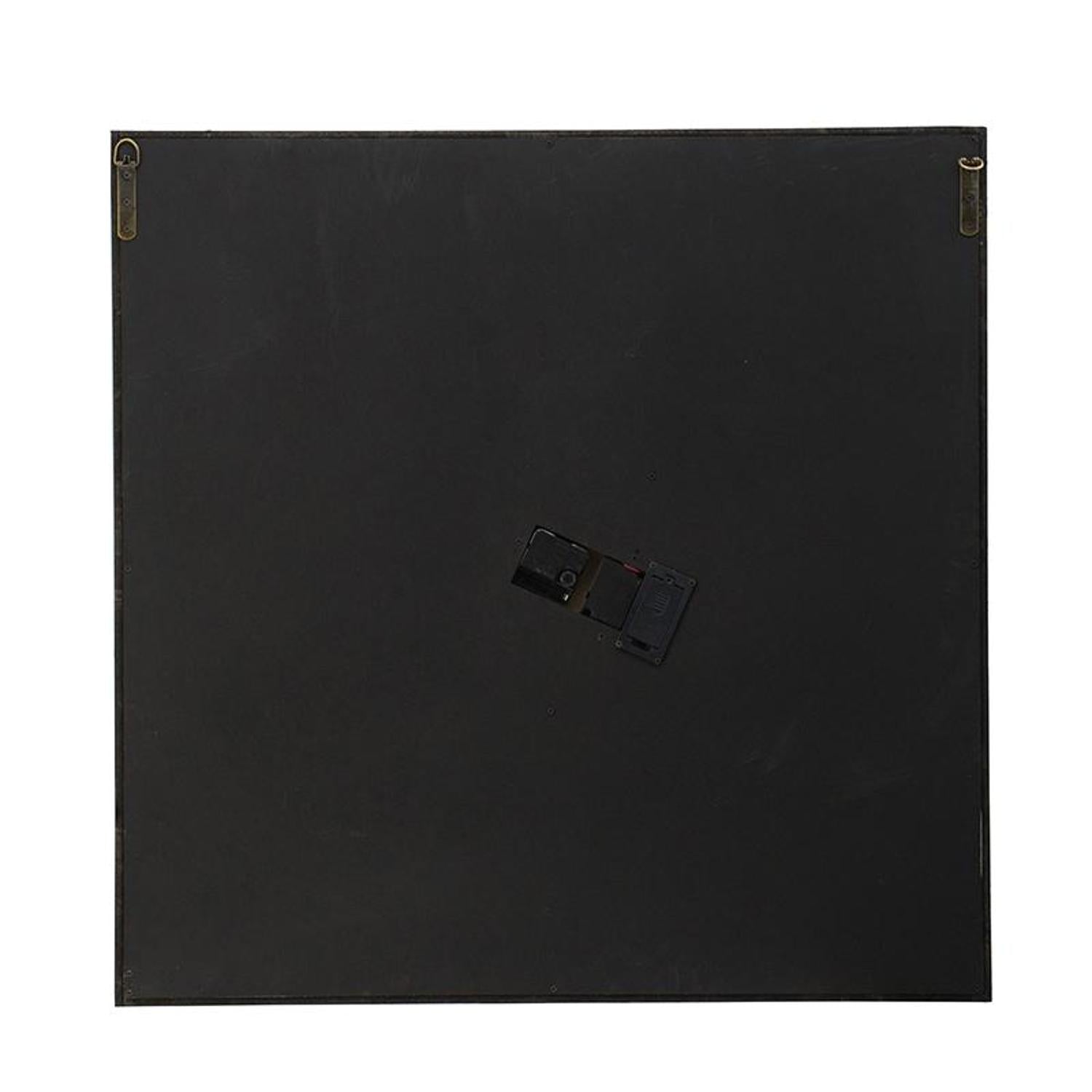 32" Square Gold and Silver Wood and Mirror Analog Exposed Gear Wall Clock-3