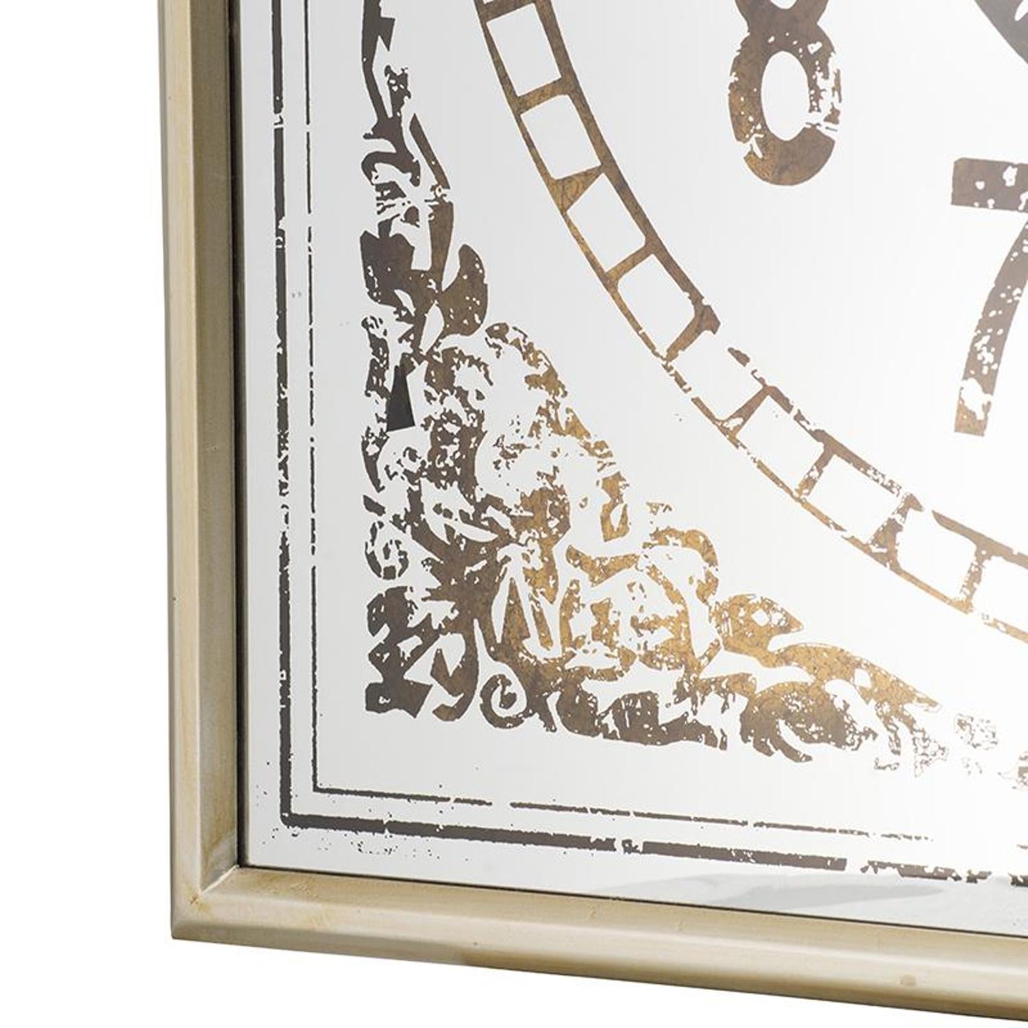 32" Square Gold and Silver Wood and Mirror Analog Exposed Gear Wall Clock-7