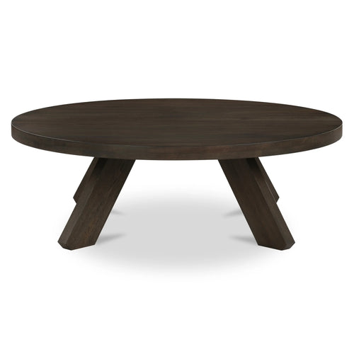 50" Dark Brown Oak Round Coffee Table