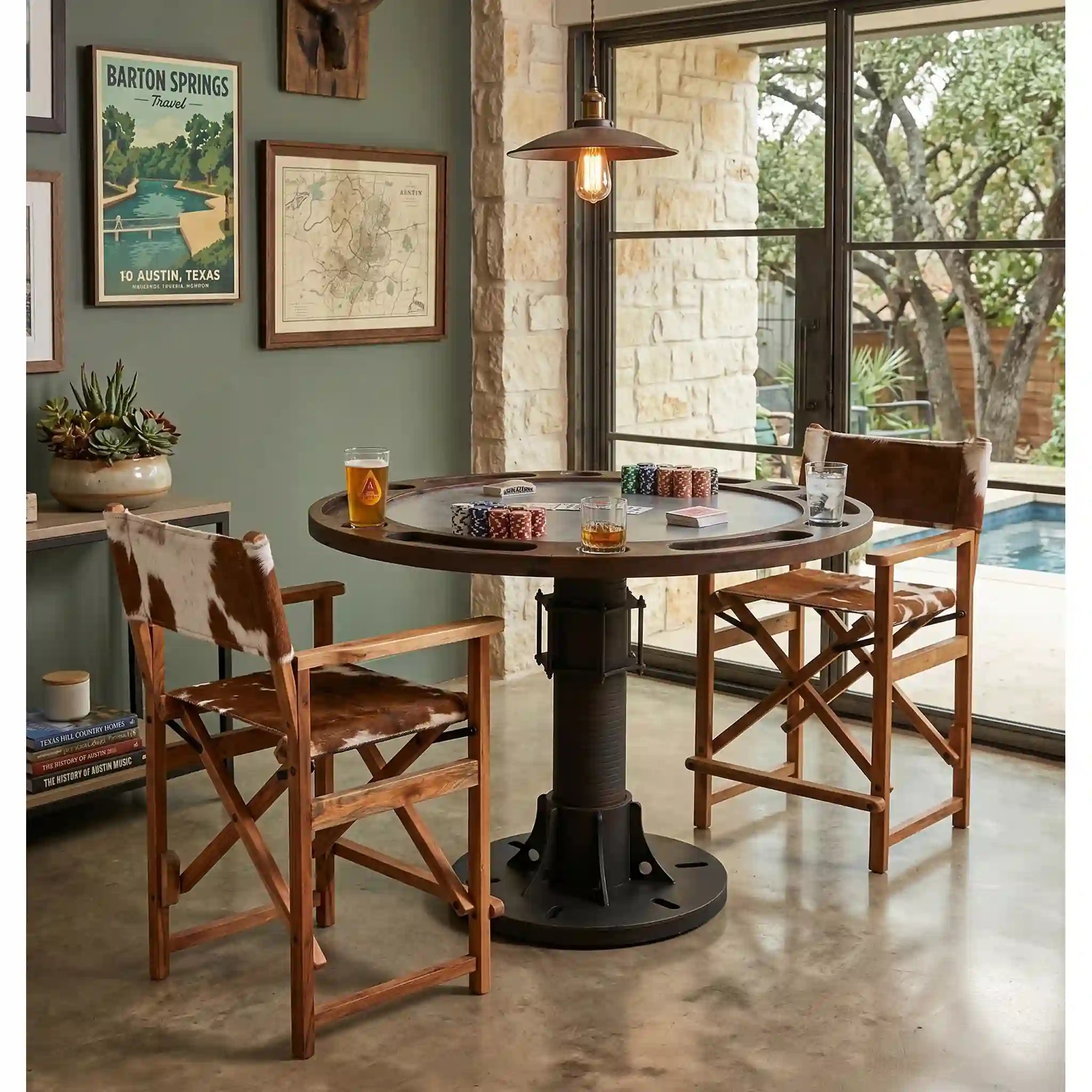 52" White Marble Poker Game Table (FEI-G-PKR52WM) By Home Trends Direct 1