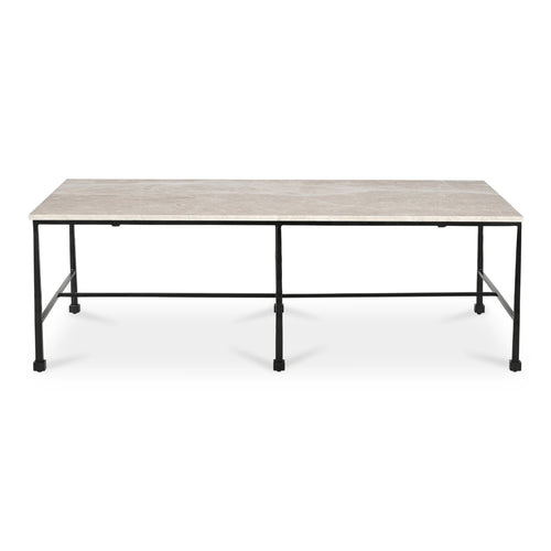 53" Marble Top Coffee Table with Iron Frame