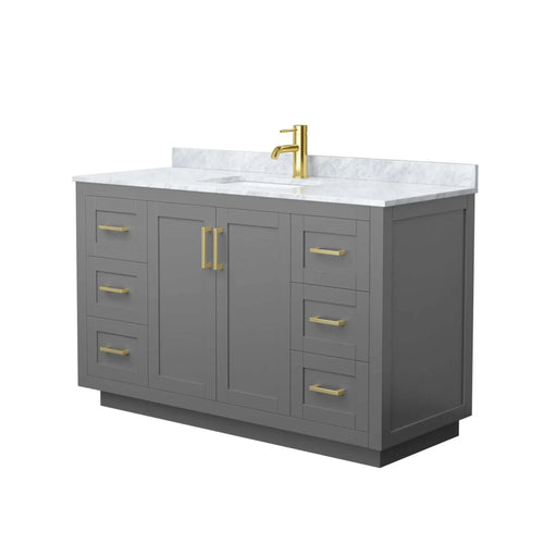 54" Miranda Single Bathroom Vanity in Dark Gray with Brushed Gold Trim by Wyndham