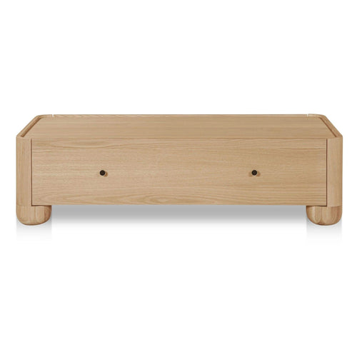 55" Natural Oak Rectangular Coffee Table with Storage