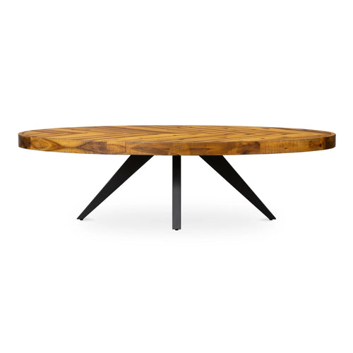 58" Amber Wood Oval Coffee Table