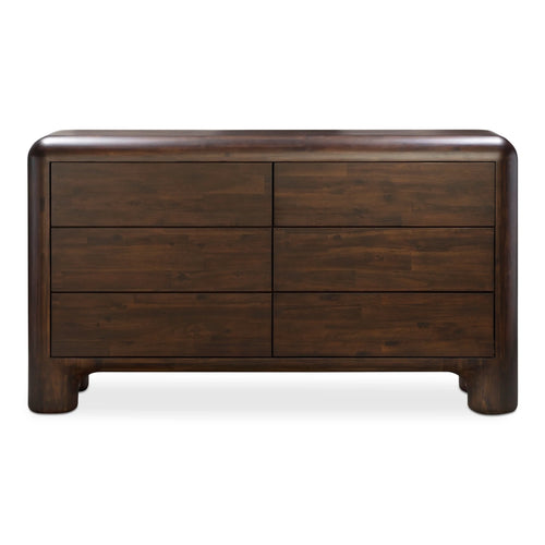 58" Dark Brown 6-Drawer Dresser