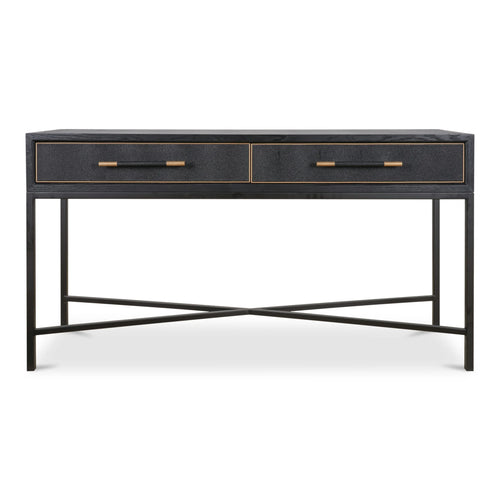 59" Black Oak Console Table with Drawers