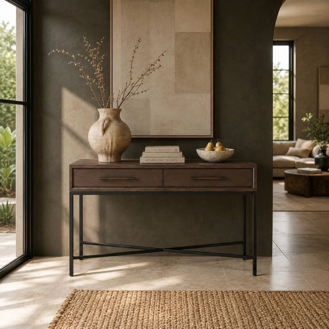 59" Brown Oak Console Table with 2 Drawers (VL-1029-20) by Moe's Home Collection - AURA Modern Home