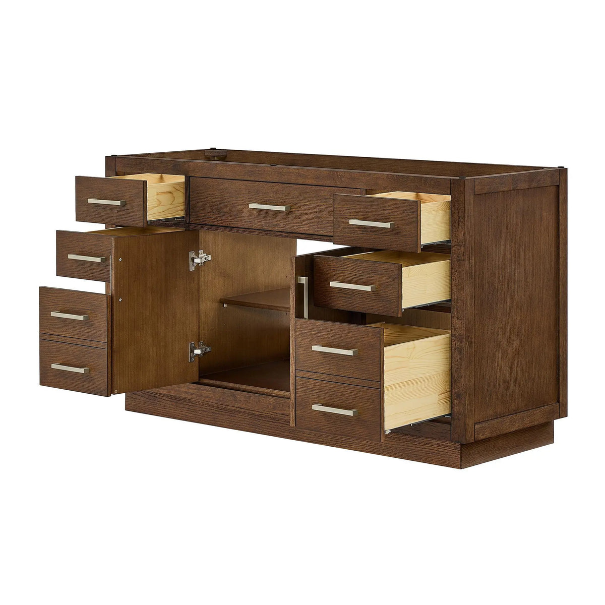 60" Beckett Single Bathroom Vanity with Toe Kick Dark Oak Brushed Nickel Trim by wyndham View 42