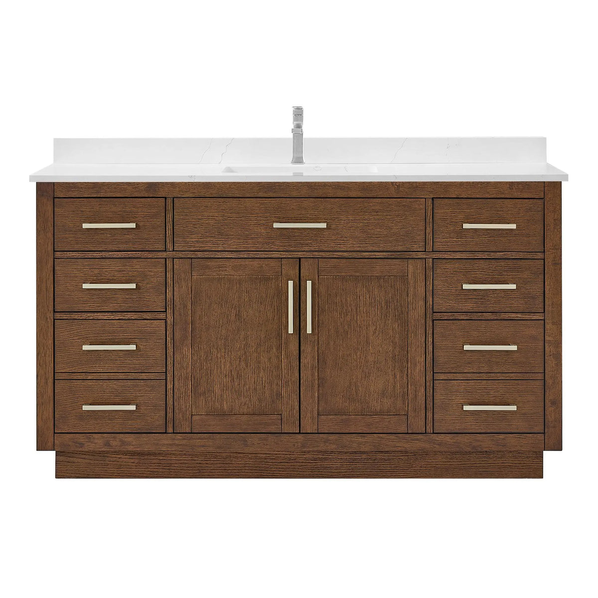 60" Beckett Single Bathroom Vanity with Toe Kick Dark Oak Brushed Nickel Trim by wyndham View 21