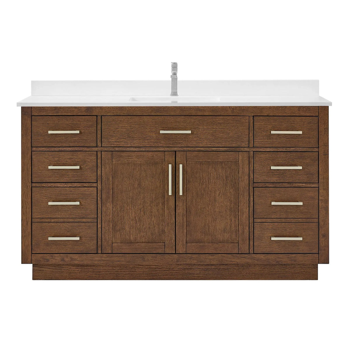 60" Beckett Single Bathroom Vanity with Toe Kick Dark Oak Brushed Nickel Trim by wyndham View 26