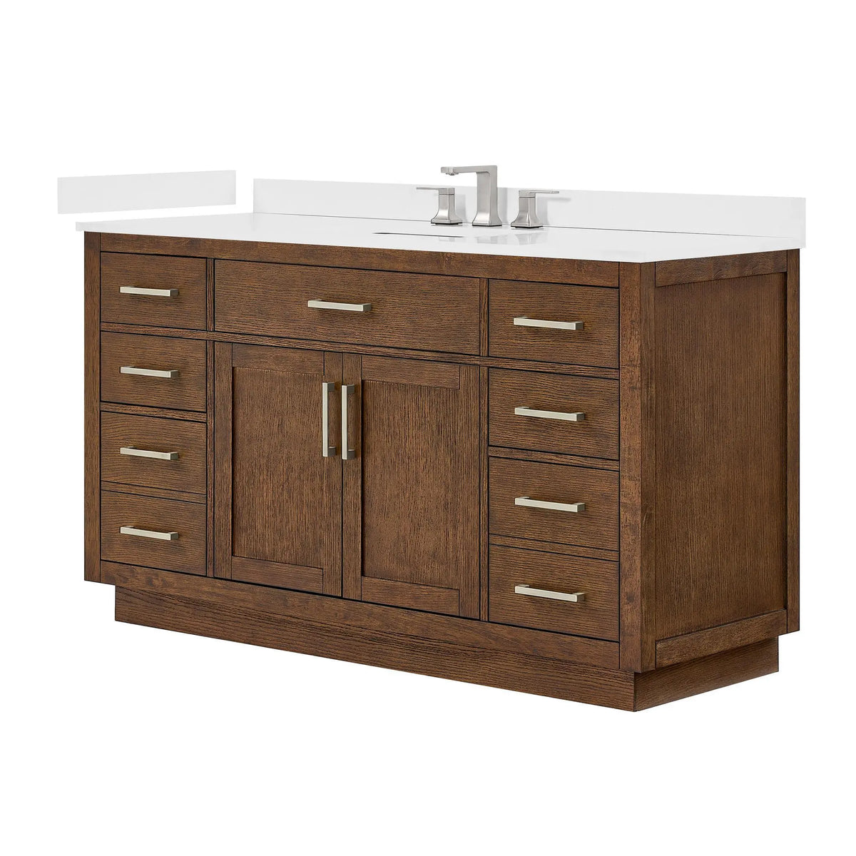 60" Beckett Single Bathroom Vanity with Toe Kick Dark Oak Brushed Nickel Trim by wyndham View 40