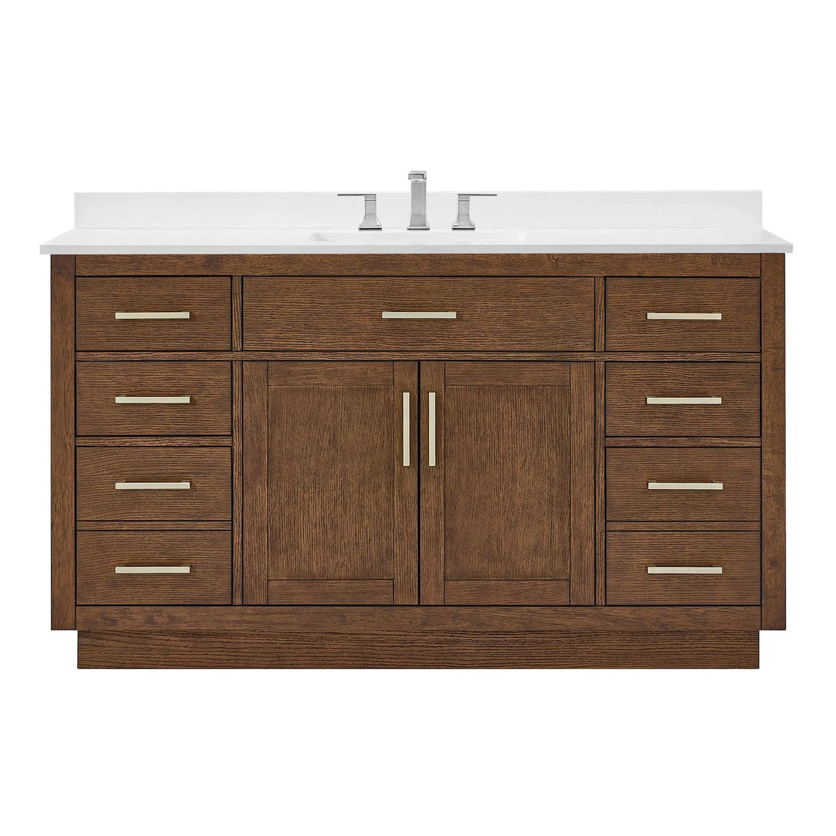 60" Beckett Single Bathroom Vanity with Toe Kick Dark Oak Brushed Nickel Trim by wyndham View 36