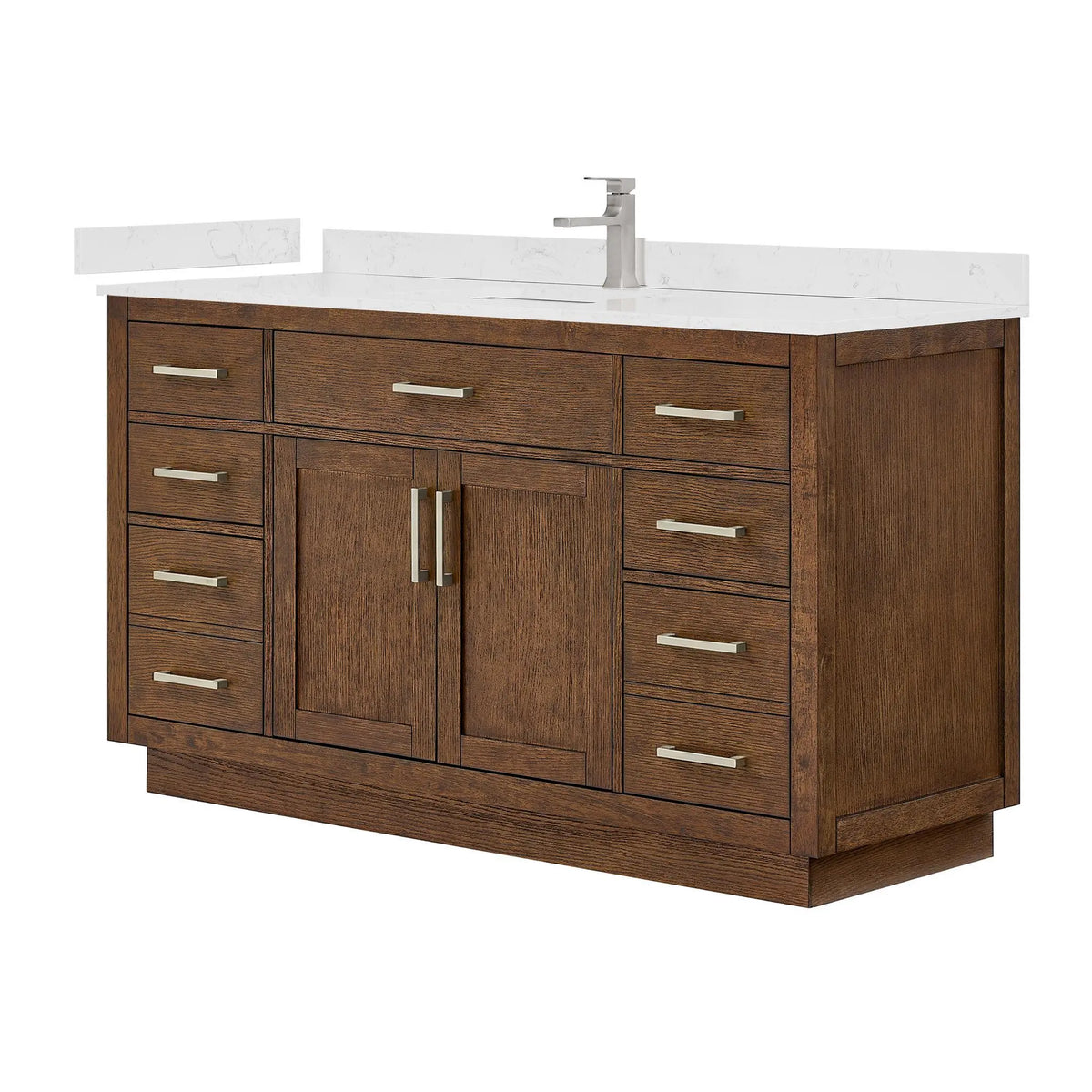 60" Beckett Single Bathroom Vanity with Toe Kick Dark Oak Brushed Nickel Trim by wyndham View 5