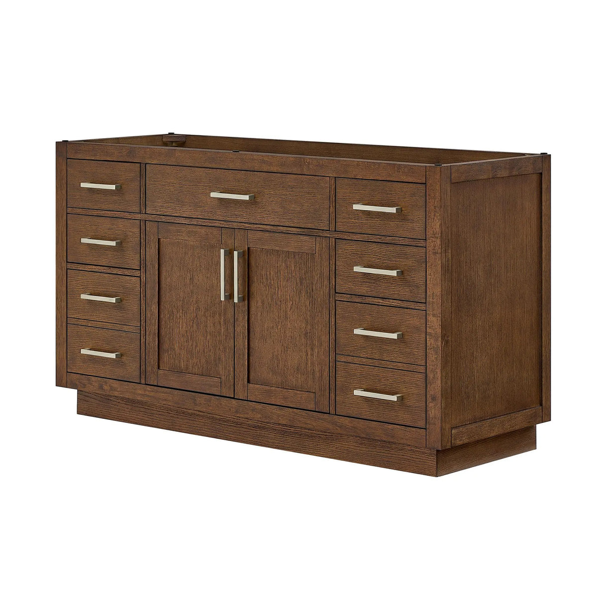 60" Beckett Single Bathroom Vanity with Toe Kick Dark Oak Brushed Nickel Trim by wyndham View 44