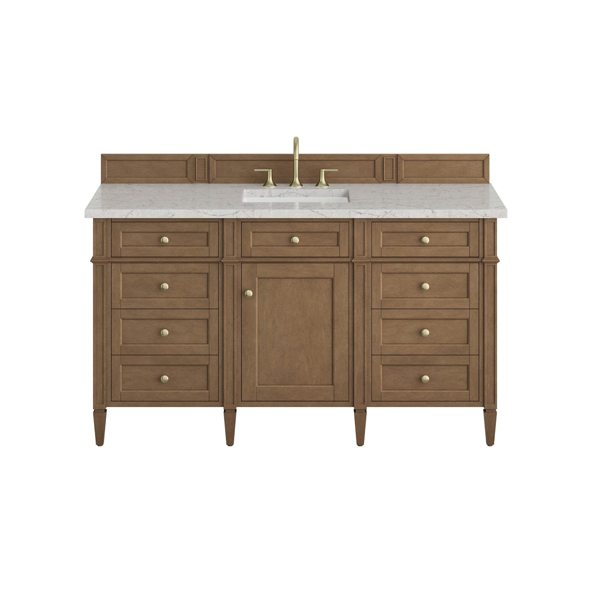 60" Brittany Single Vanity in Pecan w/FreePower Wireless Charger by James Martin Vanities-Eternal Jasmine Pearl Silestone 