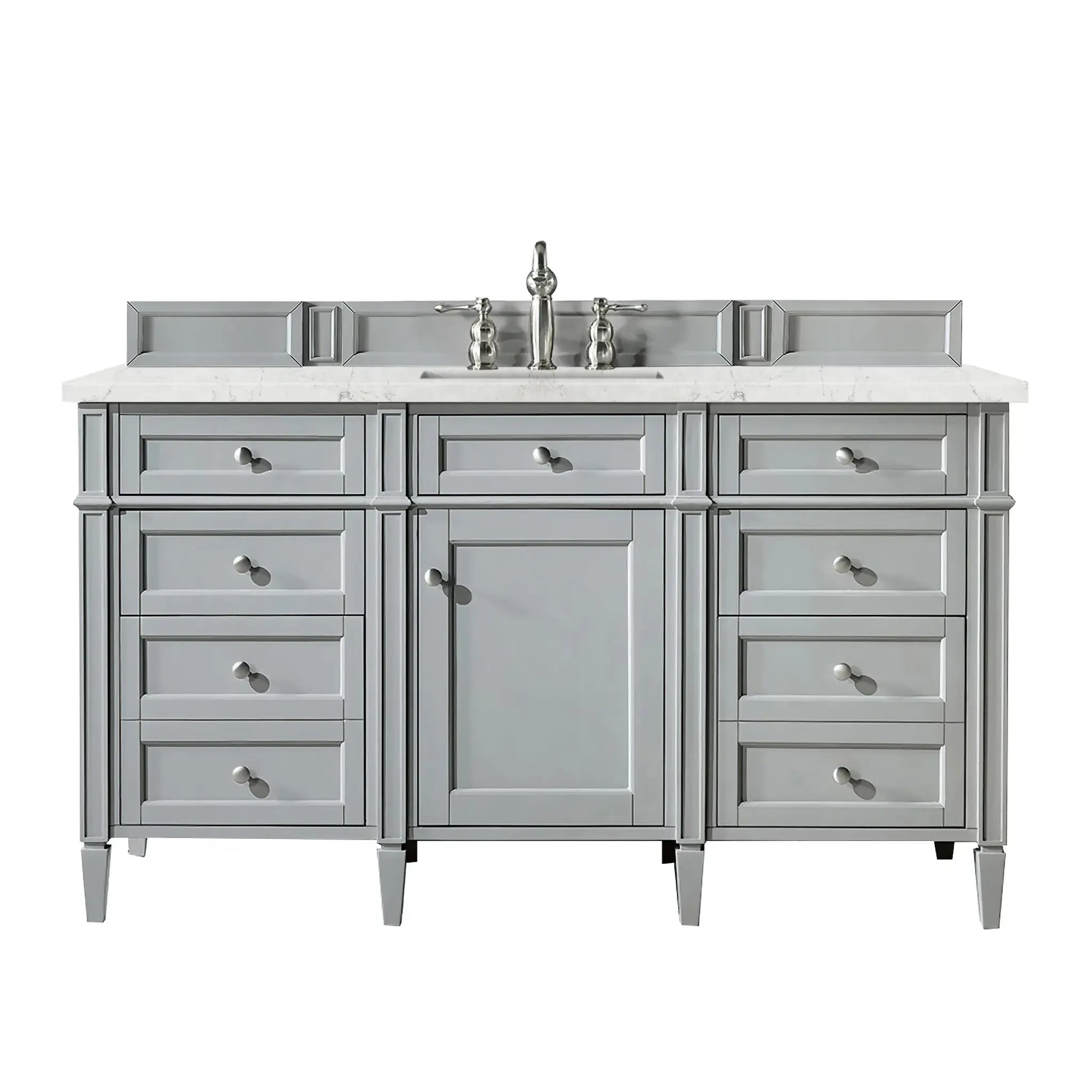 60" Brittany Single Vanity in Urban Gray-Eternal Jasmine Pearl Silestone-8" Widespread image