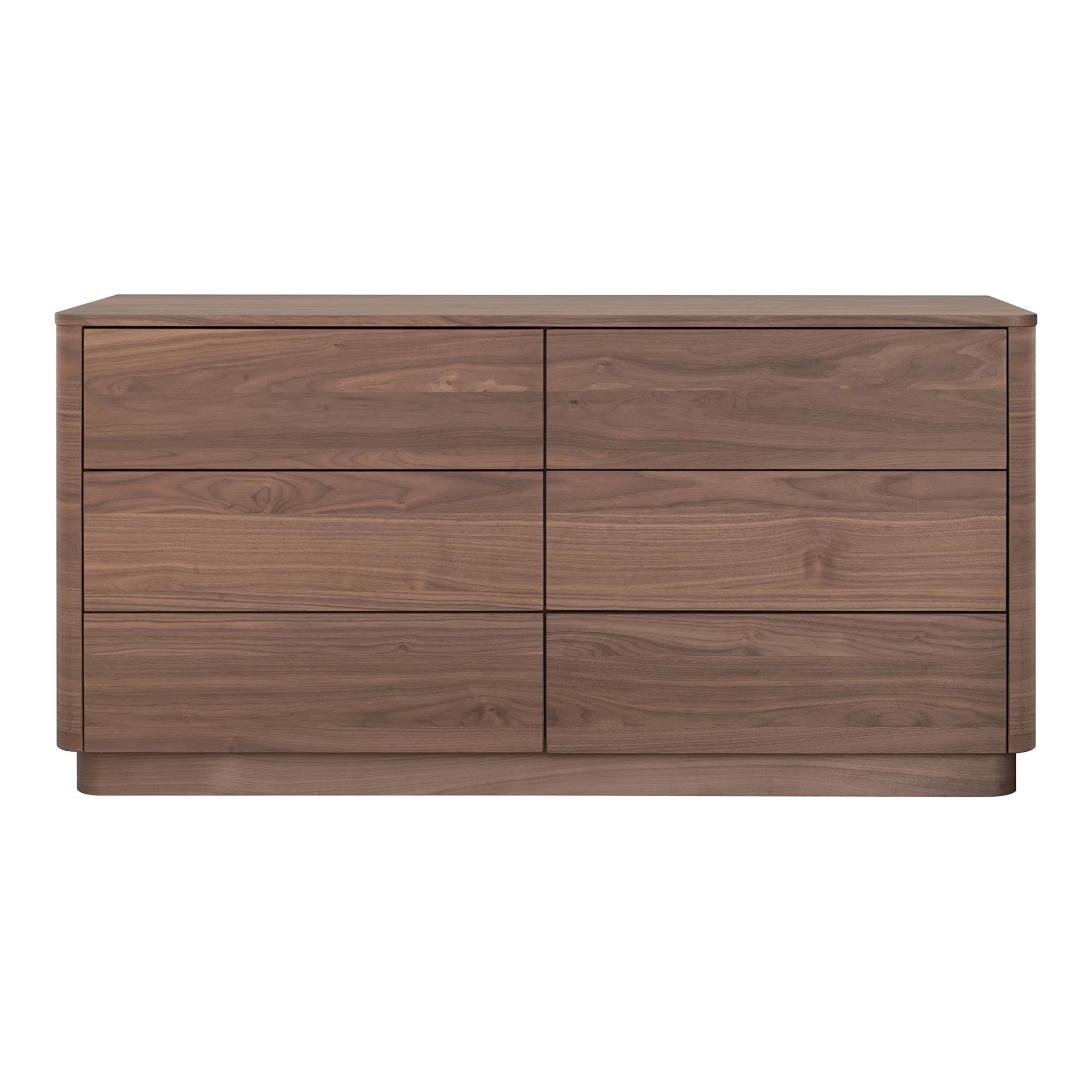 modern round dresser Modern Fluted 3 Drawers Dresser, Rounded Corner Chest of Drawers
