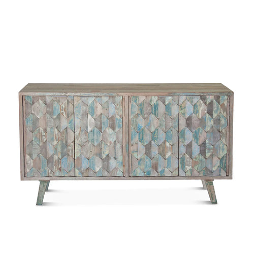 61" Teal Reclaimed Wood Sideboard (FIZ-BF61) By Home Trends Direct
