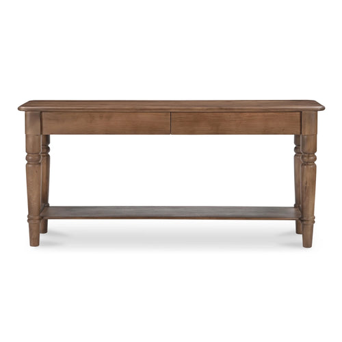 65" Brown Acacia Console Table with Shelf