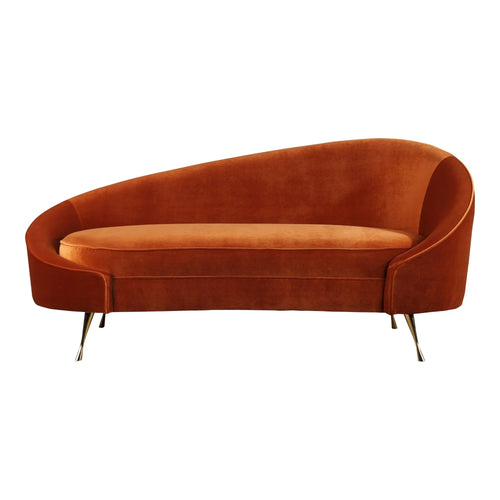 66" Velvet Chaise Lounge with Gold Steel Legs