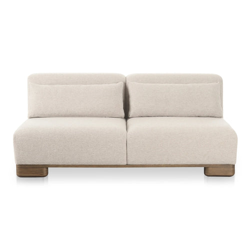 70" Oatmeal Armless Modular Sofa with Oak Base