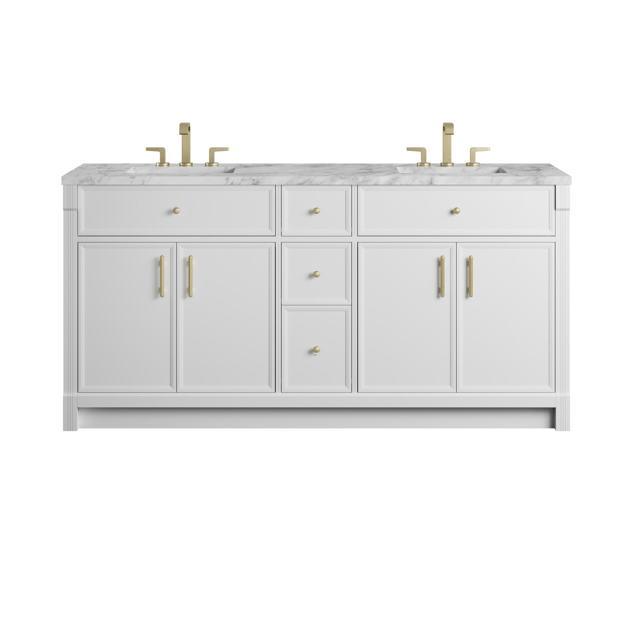 72" Bellshire Double Vanity in Bright White by James Martin Vanities-Carrara White Marble 