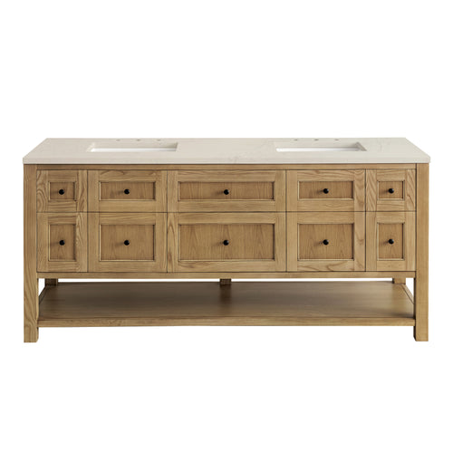 72" Breckenridge Double Vanity Base Only in Light Natural Oak w/FreePower Wireless Charger by James Martin Vanities