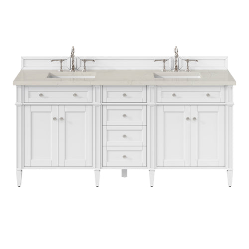 72" Brittany Double Vanity in Bright White w/FreePower Wireless Charger by James Martin Vanities