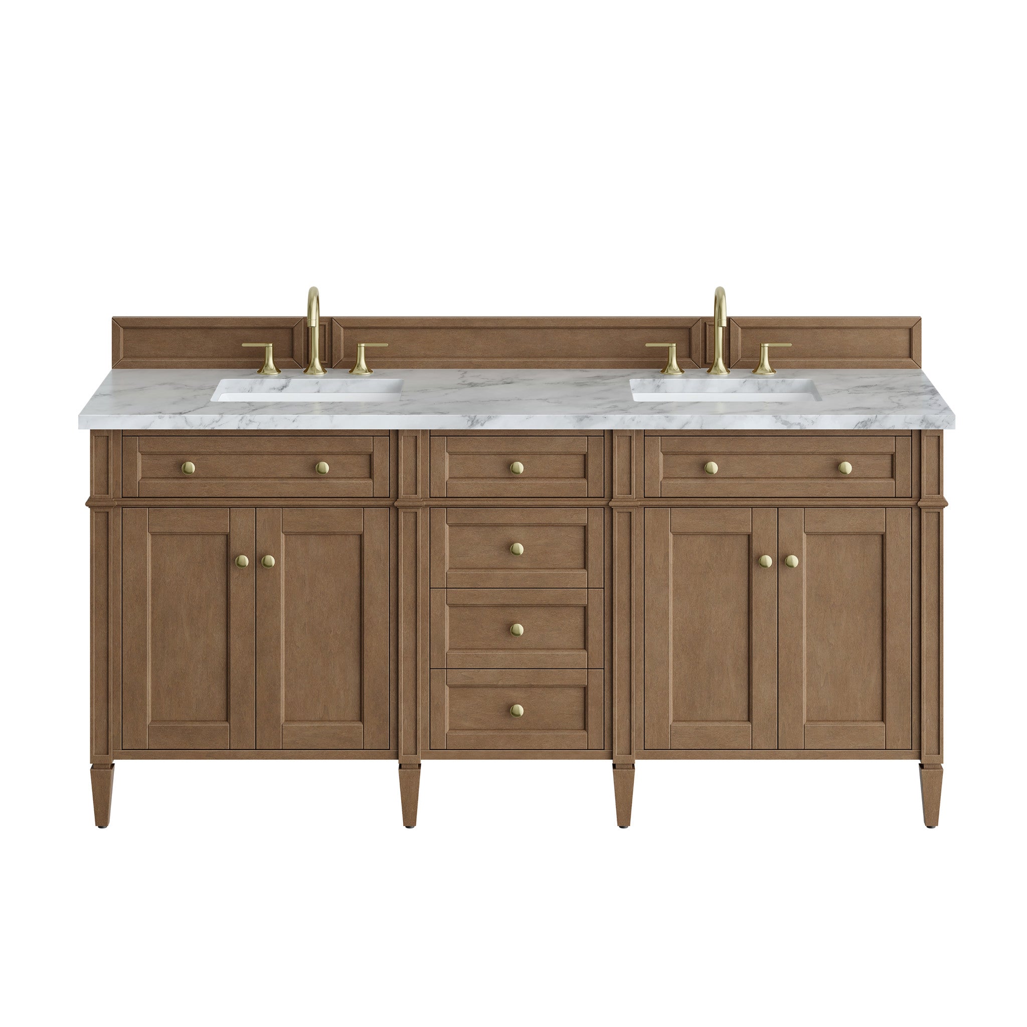 72" Brittany Double Vanity in Pecan by James Martin Vanities-Carrara White Marble 