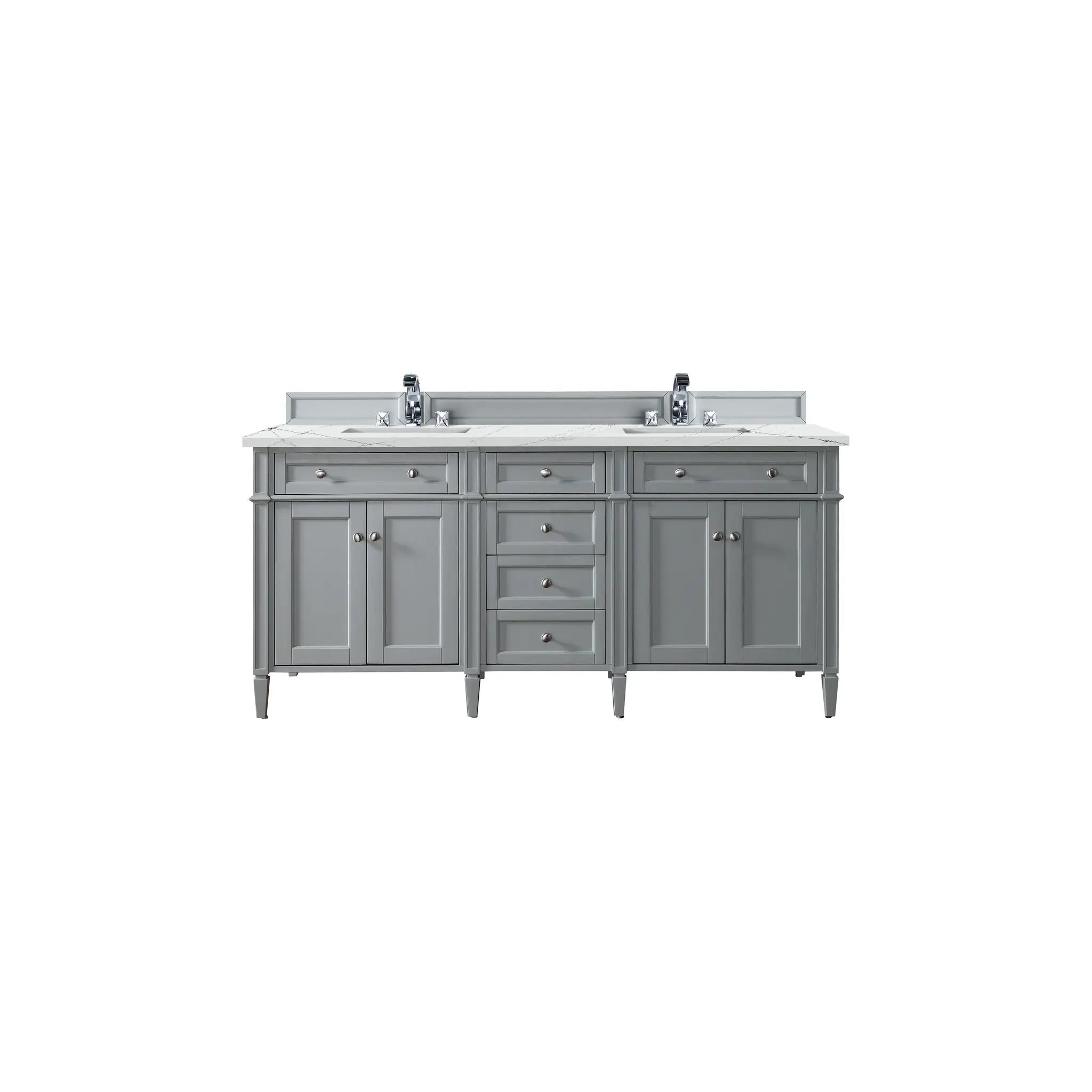 72" Brittany Double Vanity in Urban Gray-Ethereal Noctis Silestone-8" Widespread image