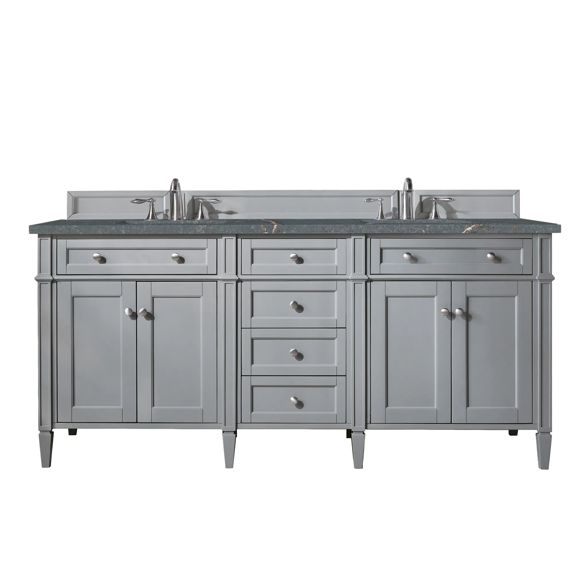 72" Brittany Double Vanity in Urban Gray-Parisien Bleu Silestone-8" Widespread image