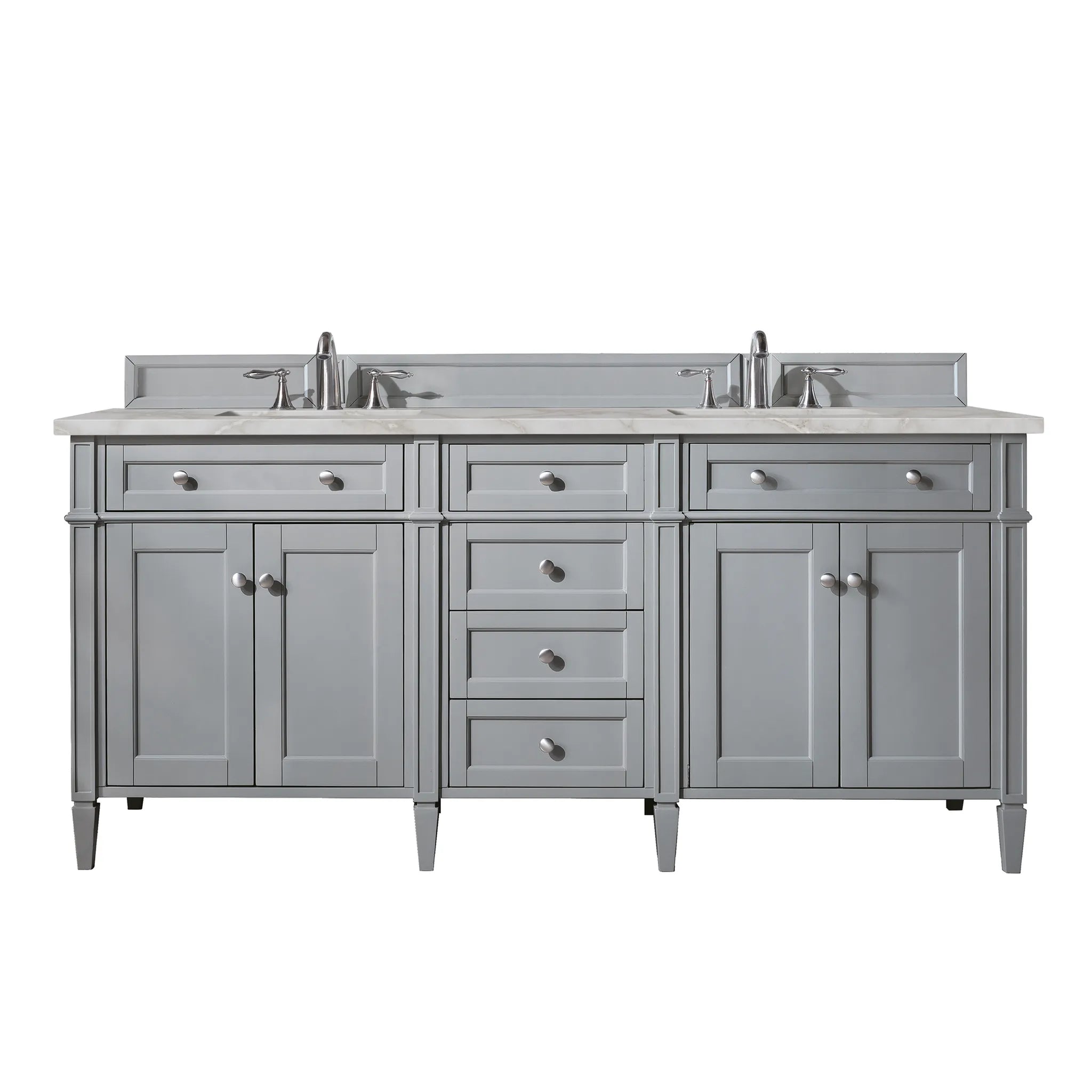 72" Brittany Double Vanity in Urban Gray-Victorian Silver Silestone-8" Widespread image