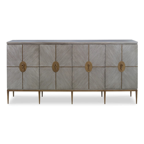 72" Longwood Credenza - Warm Grey Finish with Antique Brass by Ambella Home