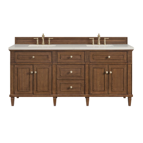 72" Lorelai Double Vanity in Mid-Century Walnut w/FreePower Wireless Charger by James Martin Vanities