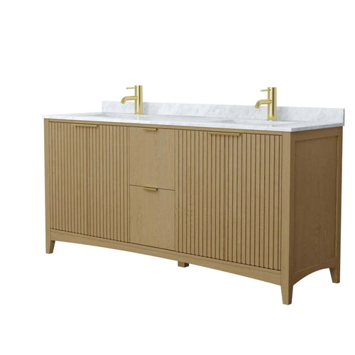 72" Palmilla Double Bathroom Vanity in Natural Oak with Brushed Gold Trim by Wyndham
