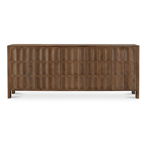 84" Brown Oak Sideboard Buffet Cabinet