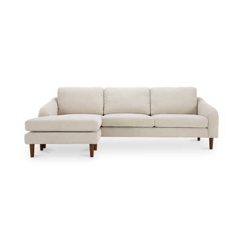 98" Beige L-Shaped Sectional Sofa with Chaise