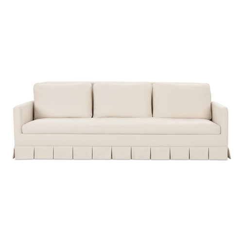 98" Cream Linen Sofa, Seats 4