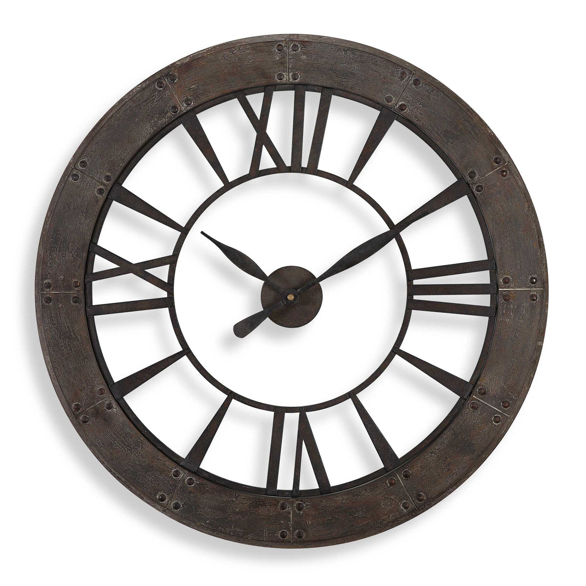 40 inch dark bronze metal wall clock with gray frame
