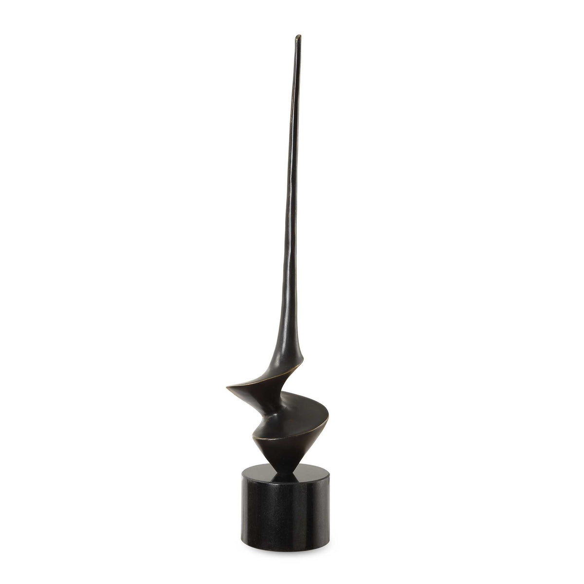 21 inch twisted cast iron sculpture on black marble base