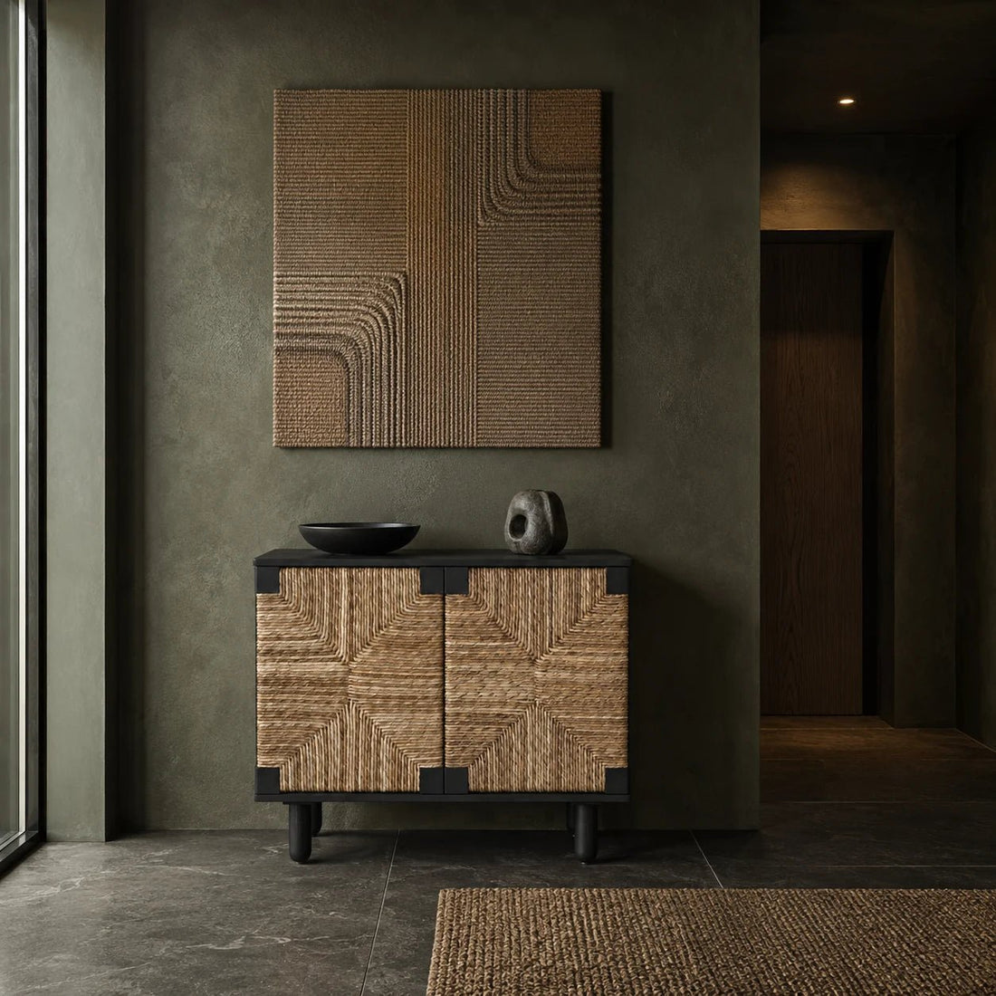 Brook 2 Door Sideboard in Pale by Noir (GCON239P). Shown in a living room.