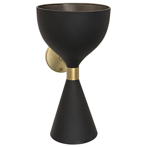 16.5" Matte Black Metal Hourglass Wall Sconce