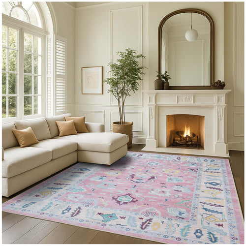 Pale Pink Modern Oushak Rug