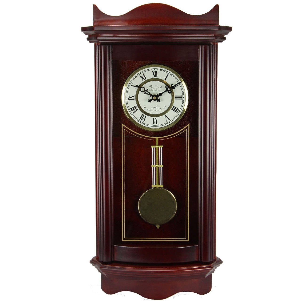 Bedford Clock Collection Weathered Chocolate Cherry Wood 25 Inch