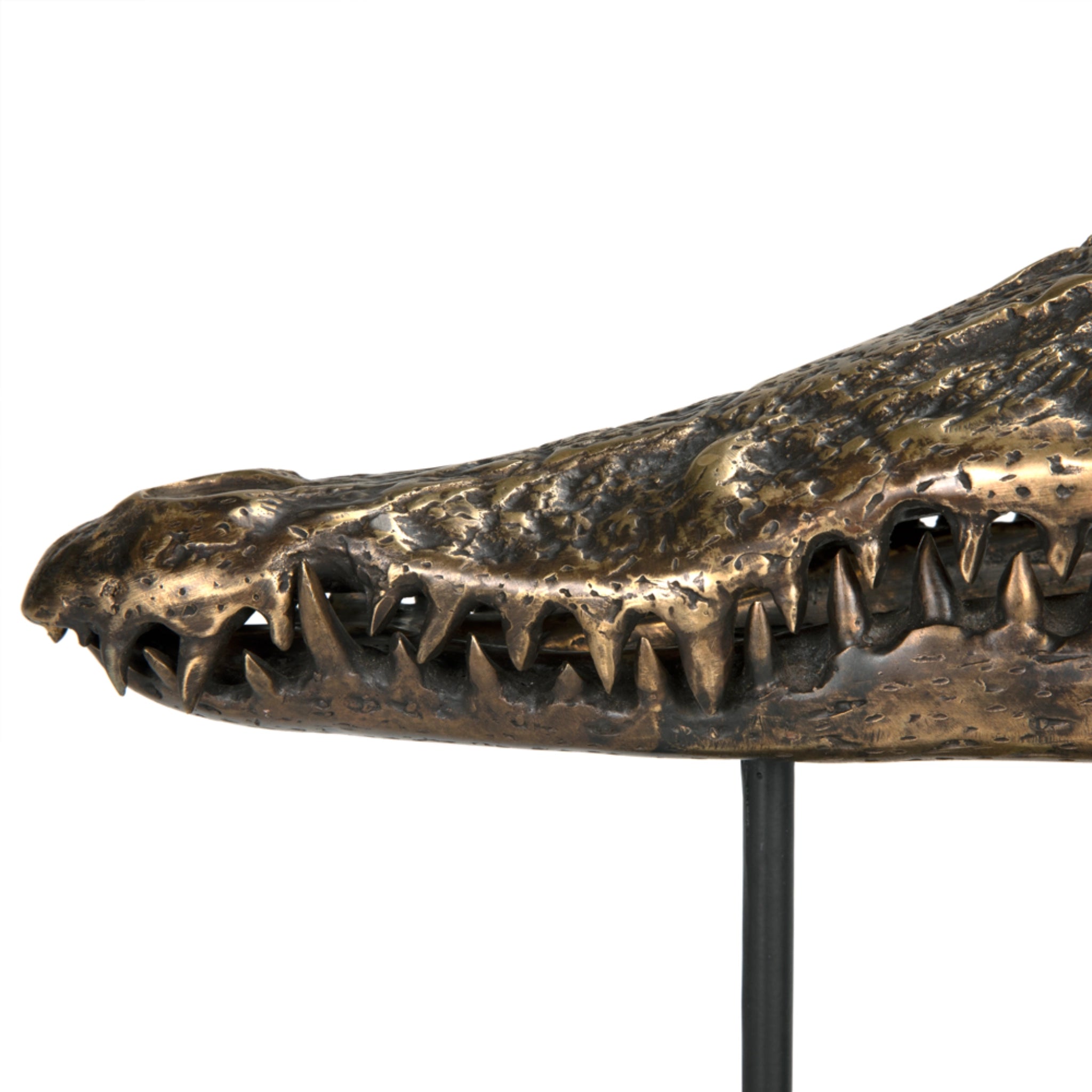 Brass Alligator On Stand Small In Antique Brass With Matte Black Base By Noir Ab 83S 3