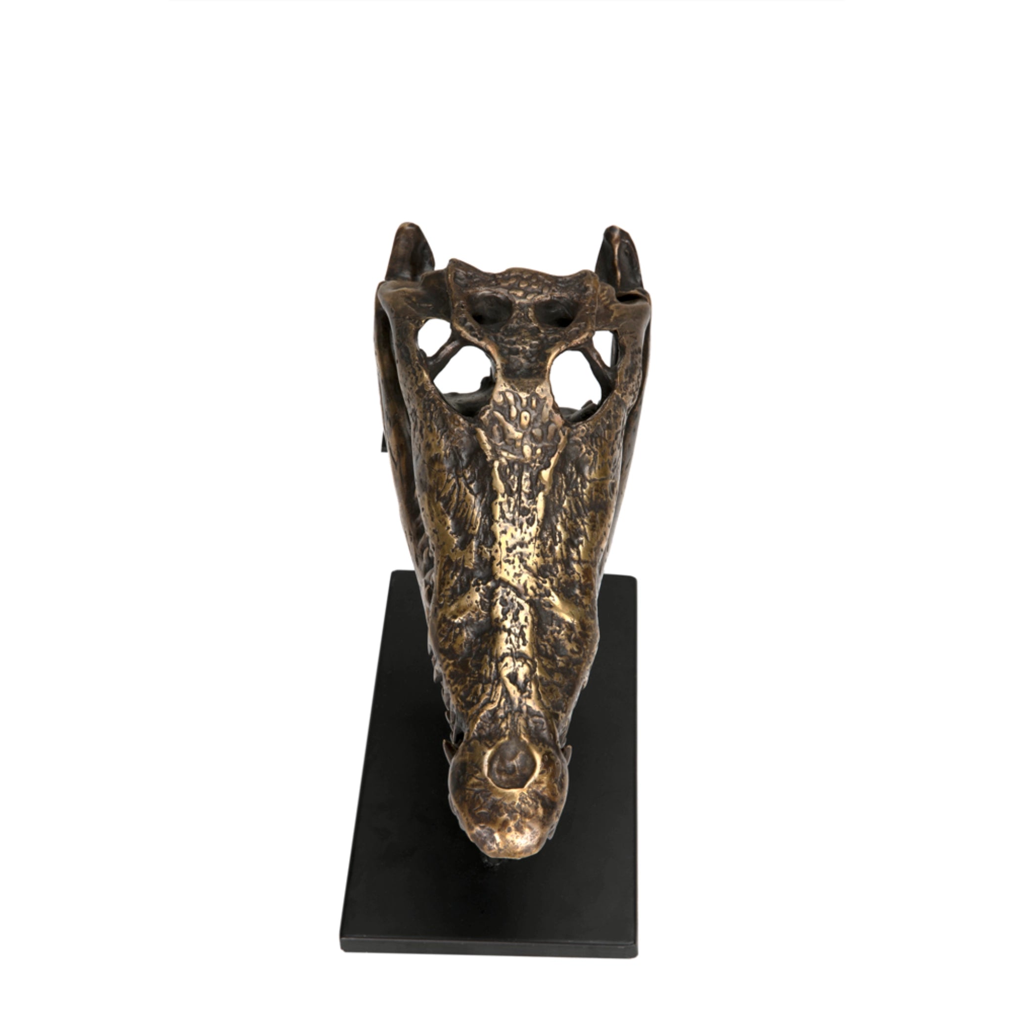 Brass Alligator On Stand Small In Antique Brass With Matte Black Base By Noir Ab 83S 5
