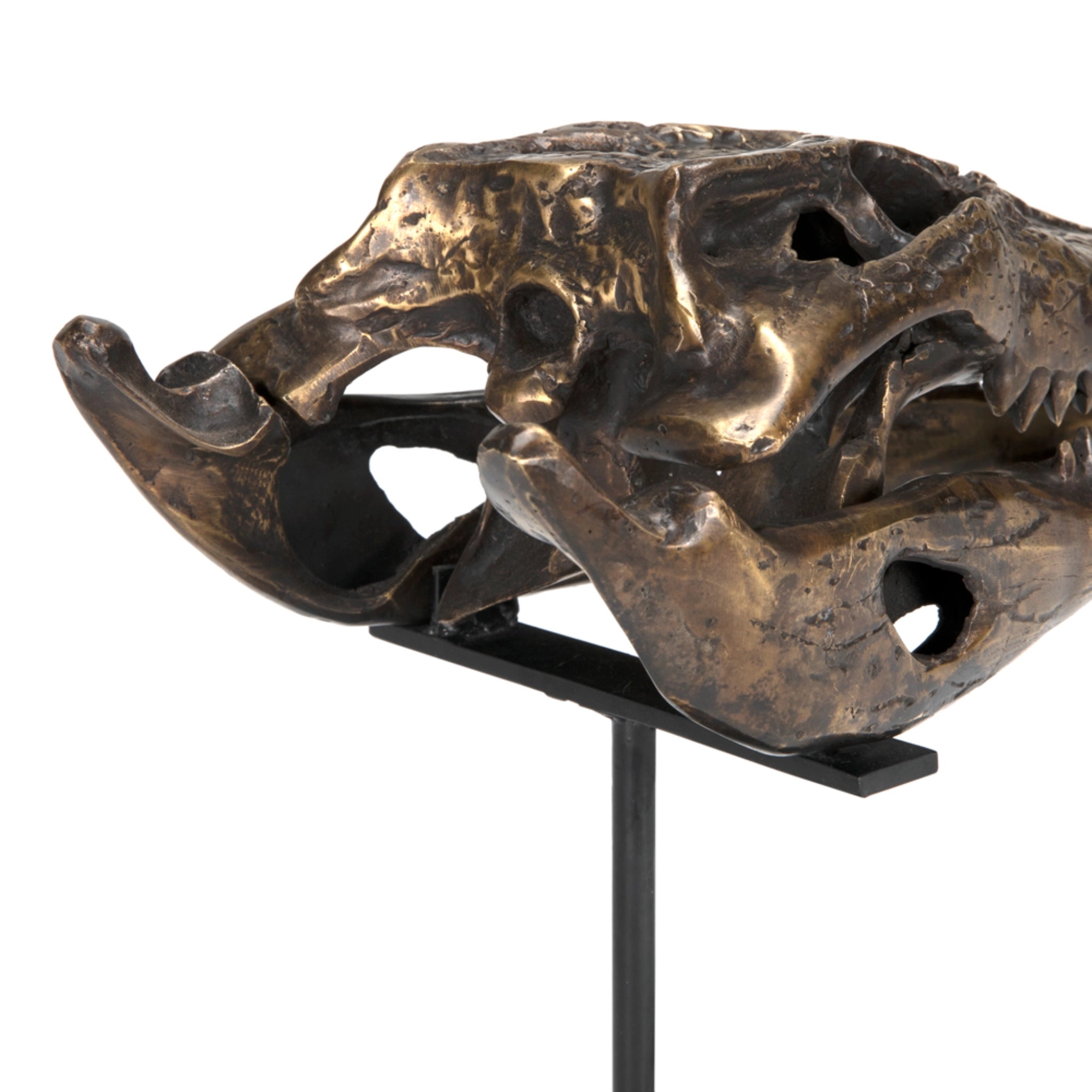 Brass Alligator On Stand Small In Antique Brass With Matte Black Base By Noir Ab 83S 6