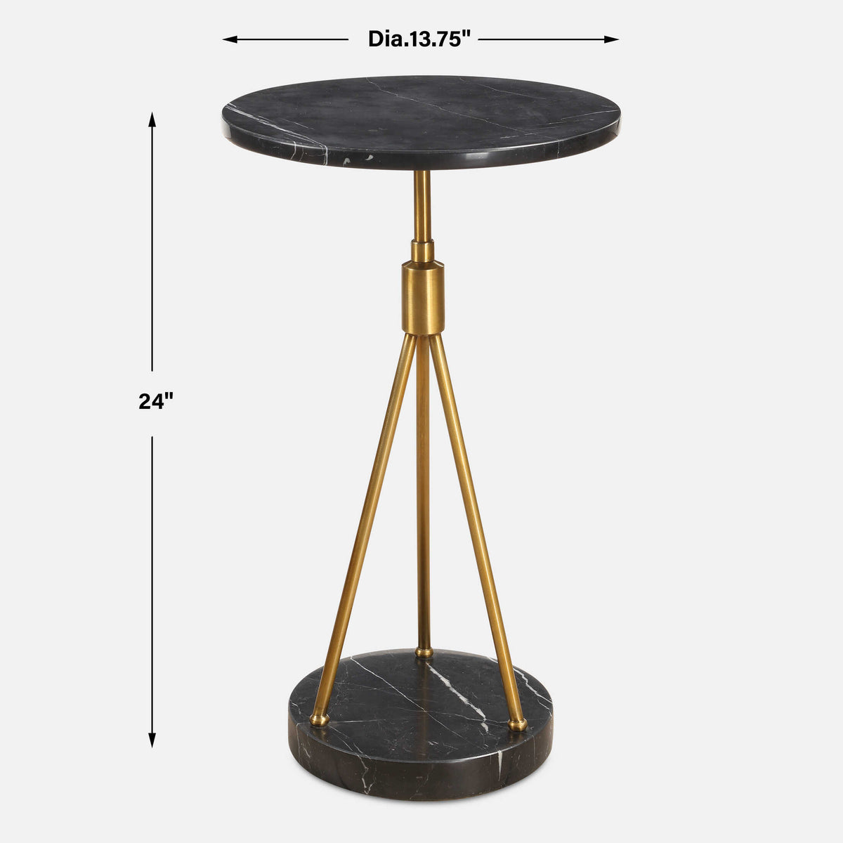 Tripod accent table dimensions, 13.75 W x 13.75 D x 24 H inches