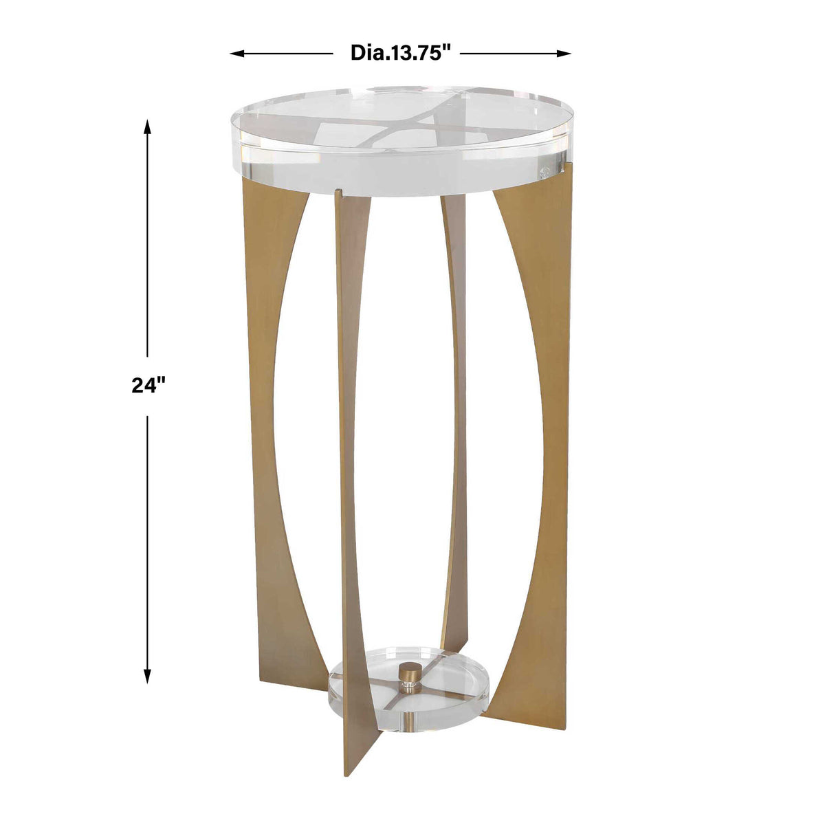 Round end table dimensions: 13.75 inch wide x 13.75 inch deep x 24 inch high